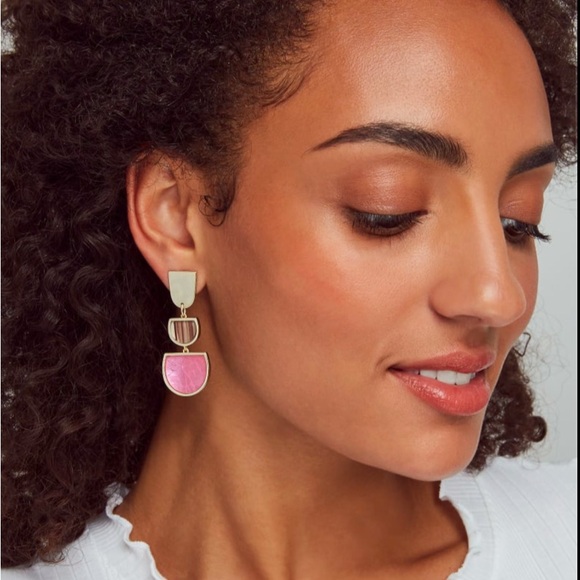 Kendra Scott gold Luna earrings, turquoise, lapis lazul - Picture 5 of 5